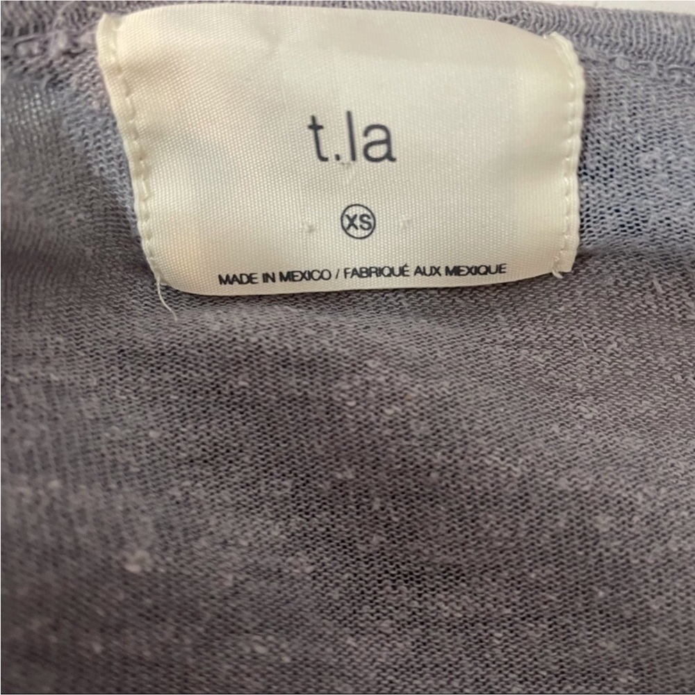 Anthropologie T.la Organic Cotton Grey Flutter Sleeve Top - Picture 4 of 5